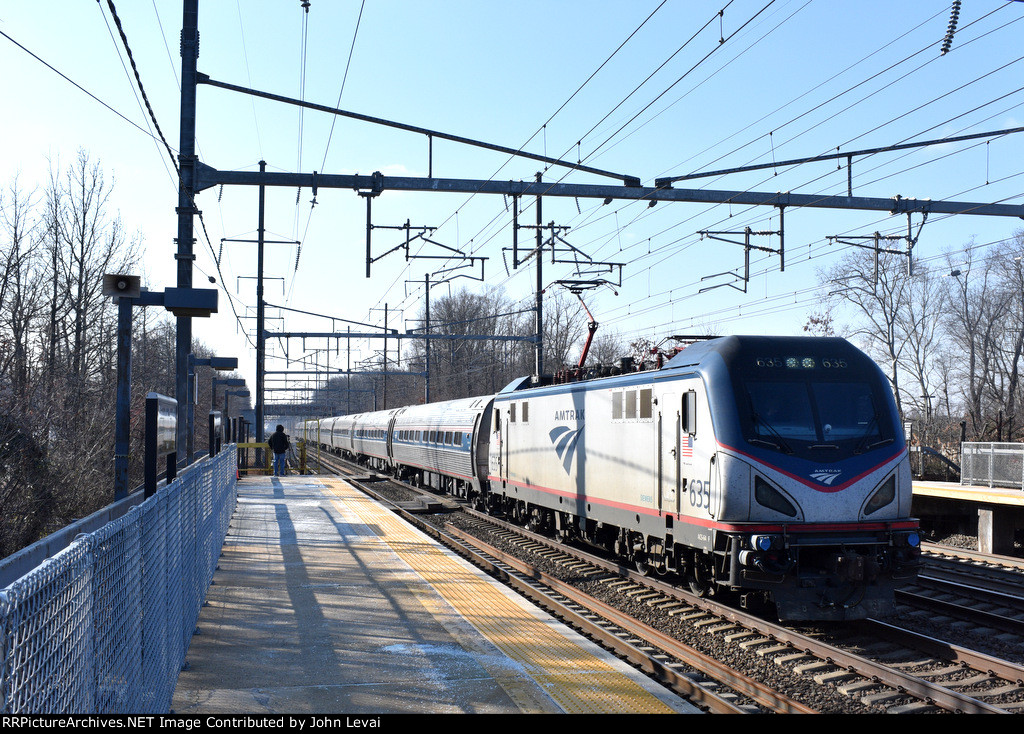 Eastbound Amtrak Northeast Regional Train # 164 about to make a stop at the Junction 